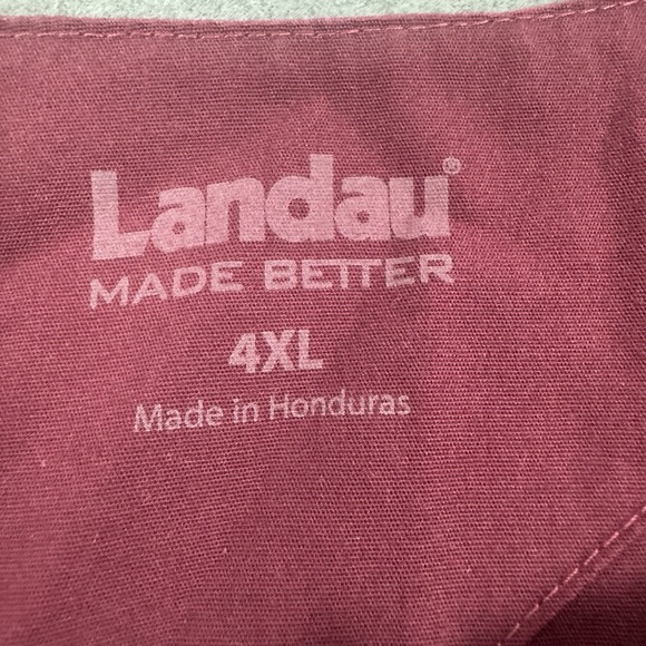 LANDAU Womens Long Sleeve Snap Button Front Scrub Coat Jacket Wine Red - 4XL - Picture 8 of 8